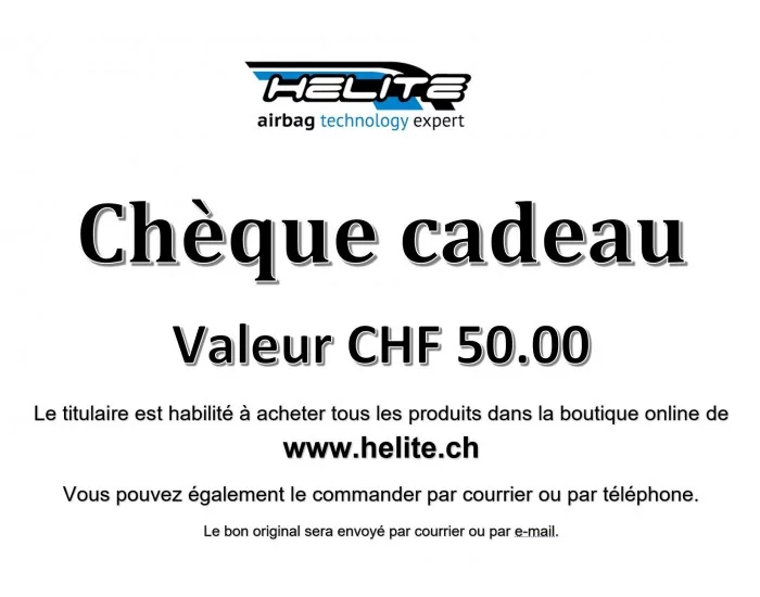 chèque cadeau CHF 50.00 Accessoires Helite